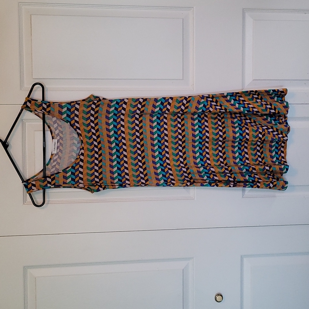 Calvin Klein Tank Sundress size 6, (gold, purple tesl)